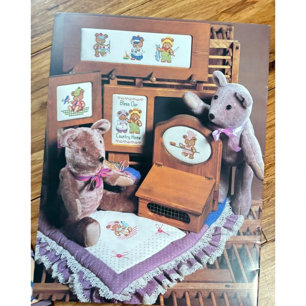 Vintage Teddy Bear Cross Stitch Pattern Booklet Lot of 3‎ Craftways Dale Burdett